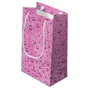 Hot pink water droplets small gift bag