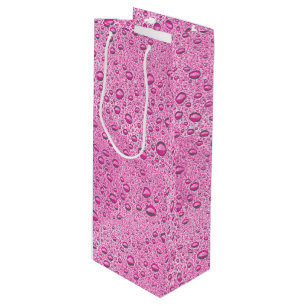 Hot pink water droplets wine gift bag