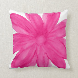 Hot Pink Watercolor Flower Cushion