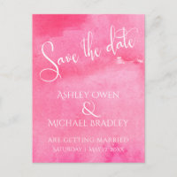 Hot Pink Watercolor Typography Save the Date