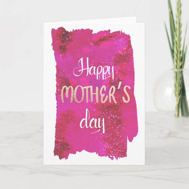 Hot pink watercolour mothers day card (Front)