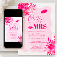 Hot pink wavy frame red pink floral bridal shower