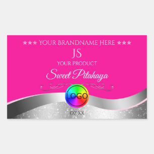 Hot Pink Wavy Silver Logo Monogram Product Label