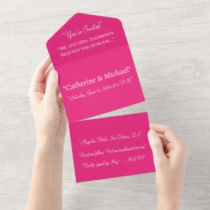 Hot Pink Wedding Bold Solid Colour Invite