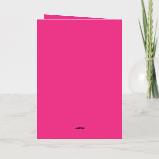 Hot Pink Wedding | Bold Solid Colour Invite Foil Greeting Card (Back)