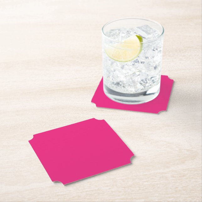 Hot Pink Wedding | Bold Solid Colour Invite Paper Coaster (Insitu)