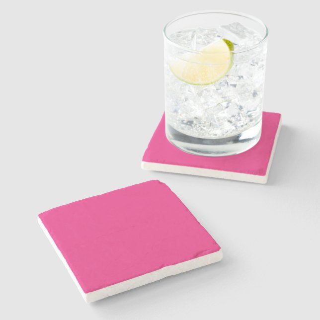 Hot Pink Wedding | Bold Solid Colour Invite Stone Coaster (Side)