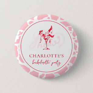 Hot Pink Western Bachelorette Party 6 Cm Round Badge