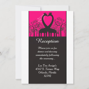 Hot Pink Whimsical Giraffe 3.5x7 Reception Card