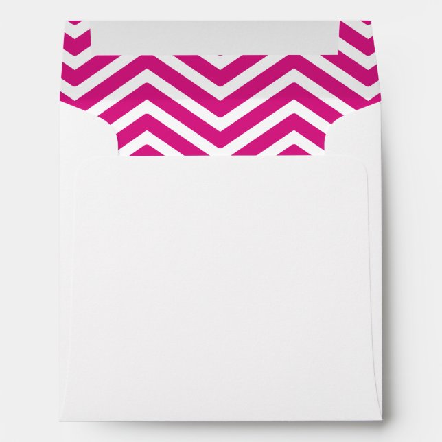 Hot Pink White Chevron Lined Envelope (Back (Bottom))