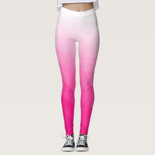 Hot pink White Gradient Geometric Mesh Pattern Leggings