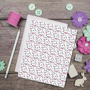 Hot Pink White Lacrosse Sticks & Hearts Scrapbook