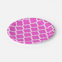 Hot Pink White Moroccan Quatrefoil Pattern #5