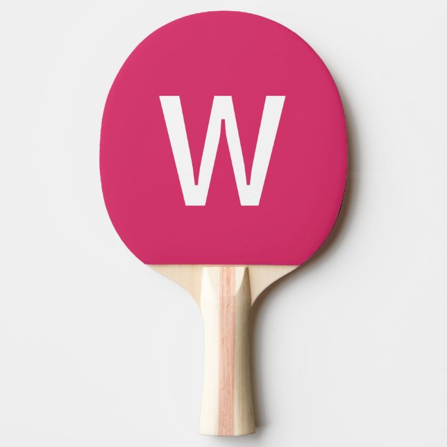 Hot pink & white Personalised Ping Pong Ball Paddle (Front)