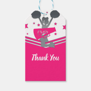 Hot Pink & White Stars Cheer Cheer-leading Party Gift Tags