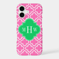 Hot Pink Wht Moroccan #6 Emerald Green 3I Monogram