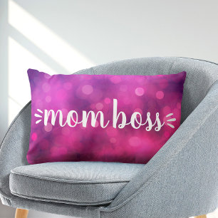 Hot Pink Wife Mum Boss Babe Fun Script Bold Simple Lumbar Cushion