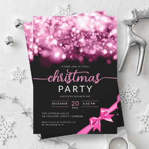 Hot Pink Winter Sparkling Company Xmas Party  Invitation