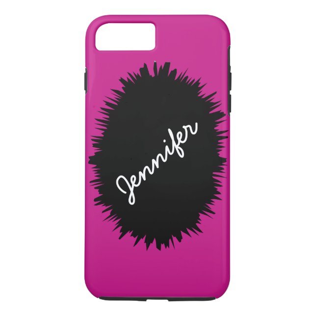 Hot Pink with Black Splash, Custom Script Name Case-Mate iPhone Case (Back)