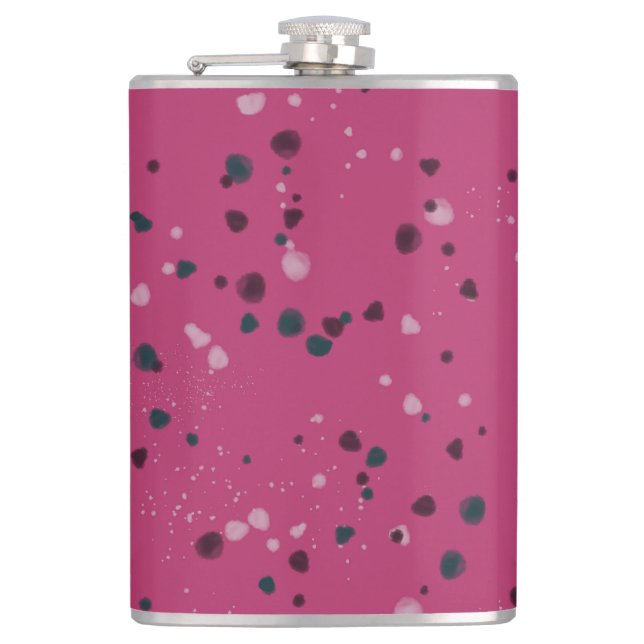 Hot Pink With Confetti Hip Flask (Front)