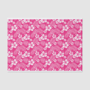 HOT PINK WITH TROPICAL WHITE HIBISCUS FLOWERS TISSUE PAPER