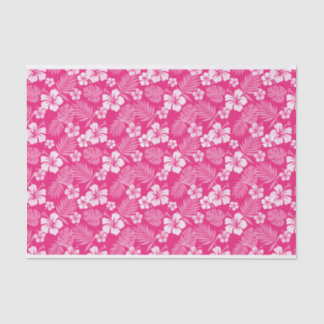 HOT PINK WITH TROPICAL WHITE HIBISCUS FLOWERS TISSUE PAPER
