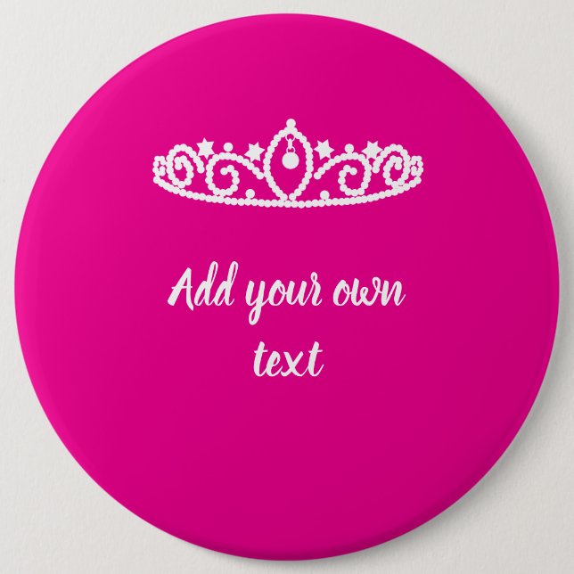 Hot Pink With White Tiara Custom Princess Badge (Front)