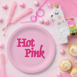 Hot Pink word pink large paper plates