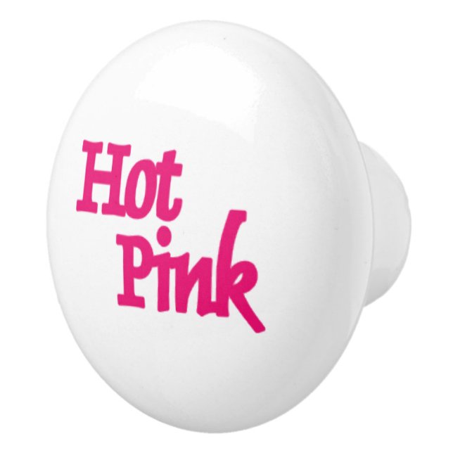 Hot Pink word white ceramic knob (Right)