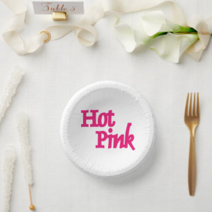 Hot Pink word white paper bowls Plate