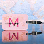Hot Pink World Traveller Map Monogram Name Luggage Tag<br><div class="desc">Travel in style with our Hot Pink World Traveller Map Monogram Name Luggage Tag! Featuring a vibrant hot pink design and a world map background, this tag is personalised with your name and monogram in a chic font. Perfect for identifying your luggage quickly and easily, it combines fashion with function....</div>
