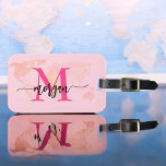 Hot Pink World Traveller Map Monogram Name Luggage Tag<br><div class="desc">Travel in style with our Hot Pink World Traveller Map Monogram Name Luggage Tag! Featuring a vibrant hot pink design and a world map background, this tag is personalised with your name and monogram in a chic font. Perfect for identifying your luggage quickly and easily, it combines fashion with function....</div>