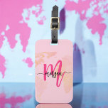 Hot Pink World Traveller Map Monogram Name Luggage Tag<br><div class="desc">Travel in style with our Hot Pink World Traveller Map Monogram Name Luggage Tag! Featuring a vibrant hot pink design and a world map background, this tag is personalised with your name and monogram in a chic font. Perfect for identifying your luggage quickly and easily, it combines fashion with function....</div>