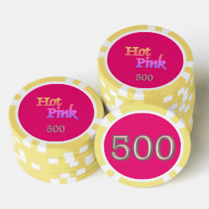 Hot Pink yellow 500 striped poker chip