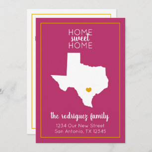 Hot Pink & Yellow Home Sweet Home - Texas Moving Announcement