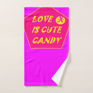 Hot pink yellow printed fun design hand towel