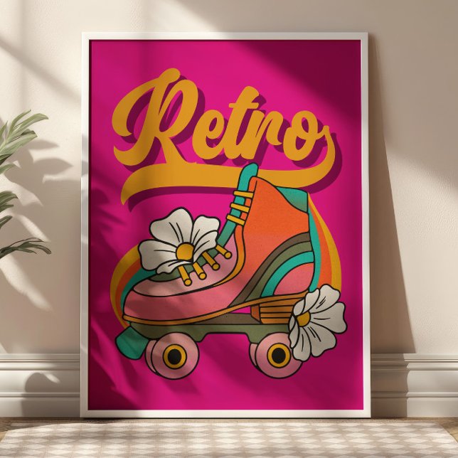 Hot Pink&Yellow RETRO Roller Skates Poster (Creator Uploaded)