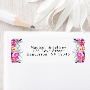 Hot Pink & Yellow Spring Floral Return Address Label