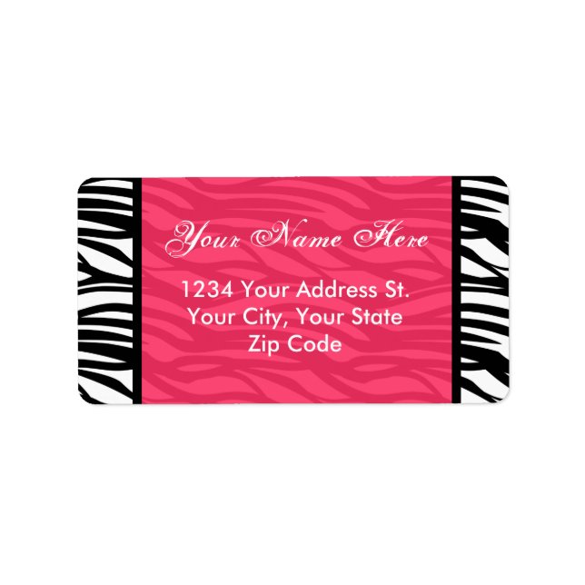 Hot Pink Zebra Address Labels (Front)