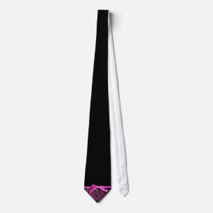 Hot pink zebra and ribbon bow graphic tie