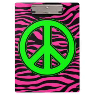 HOT PINK ZEBRA GREEN PEACE CLIPBOARD