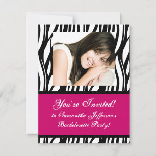 Hot Pink Zebra Party Invitation