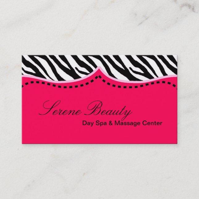Hot Pink Zebra Print Animal Pattern Business Card (Front)