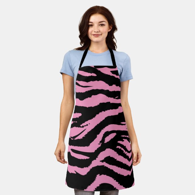 Hot Pink Zebra Print Apron (Worn)