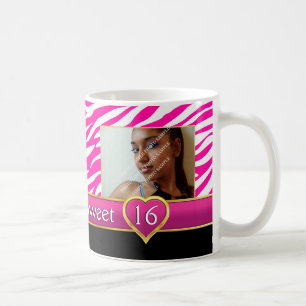 Hot pink zebra print glam Sweet Sixteen birthday Coffee Mug