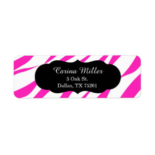 Hot Pink Zebra Print Return Address Label