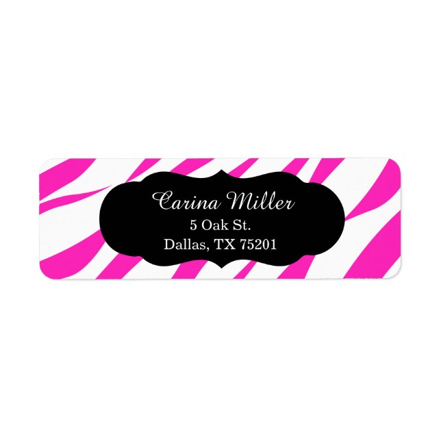 Hot Pink Zebra Print Return Address Label (Front)