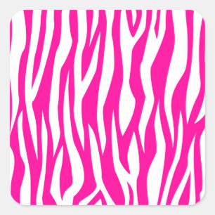 Hot Pink Zebra Print Square Sticker