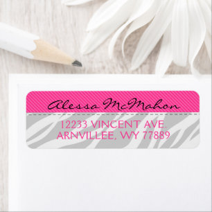 Hot Pink & Zebra Return Address Labels
