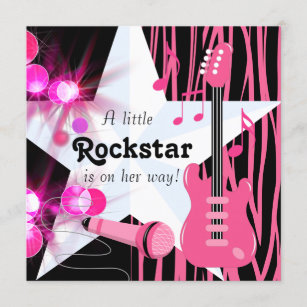 Rockstar Baby Girl Shower Invitations Zazzle Com Au